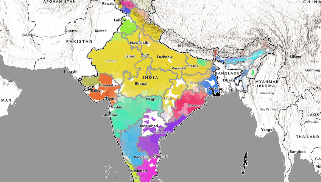 carte de la langue hindi