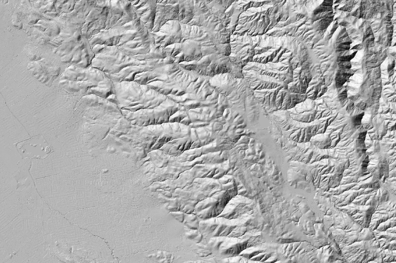 Location map of Santa Clara Valley and vicinity. Base map hillshade