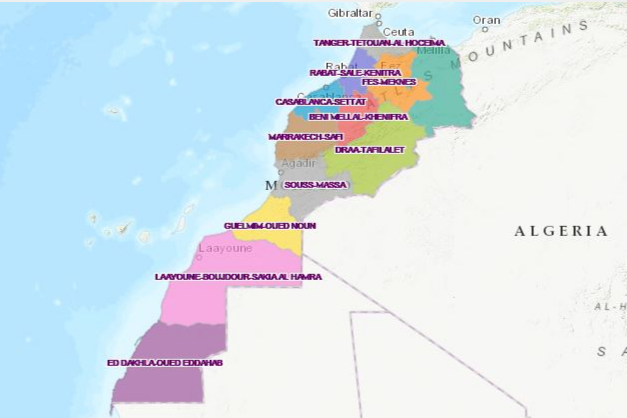 Carte de l'épingle à poussée de conception Maroc