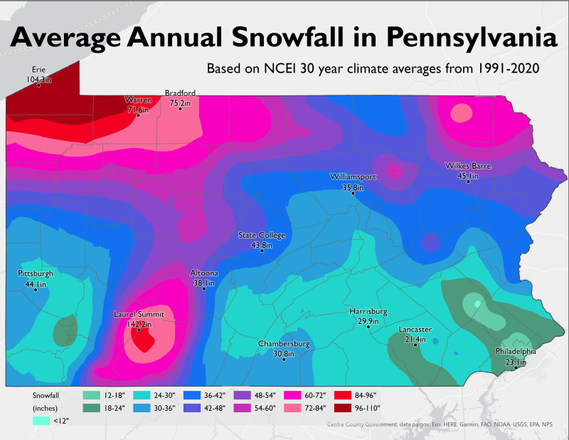 Us Average Annual Snowfall Map 2275