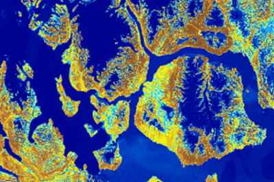 Landsat Arctic Imagery: Normalized Difference Moisture Index Colorized