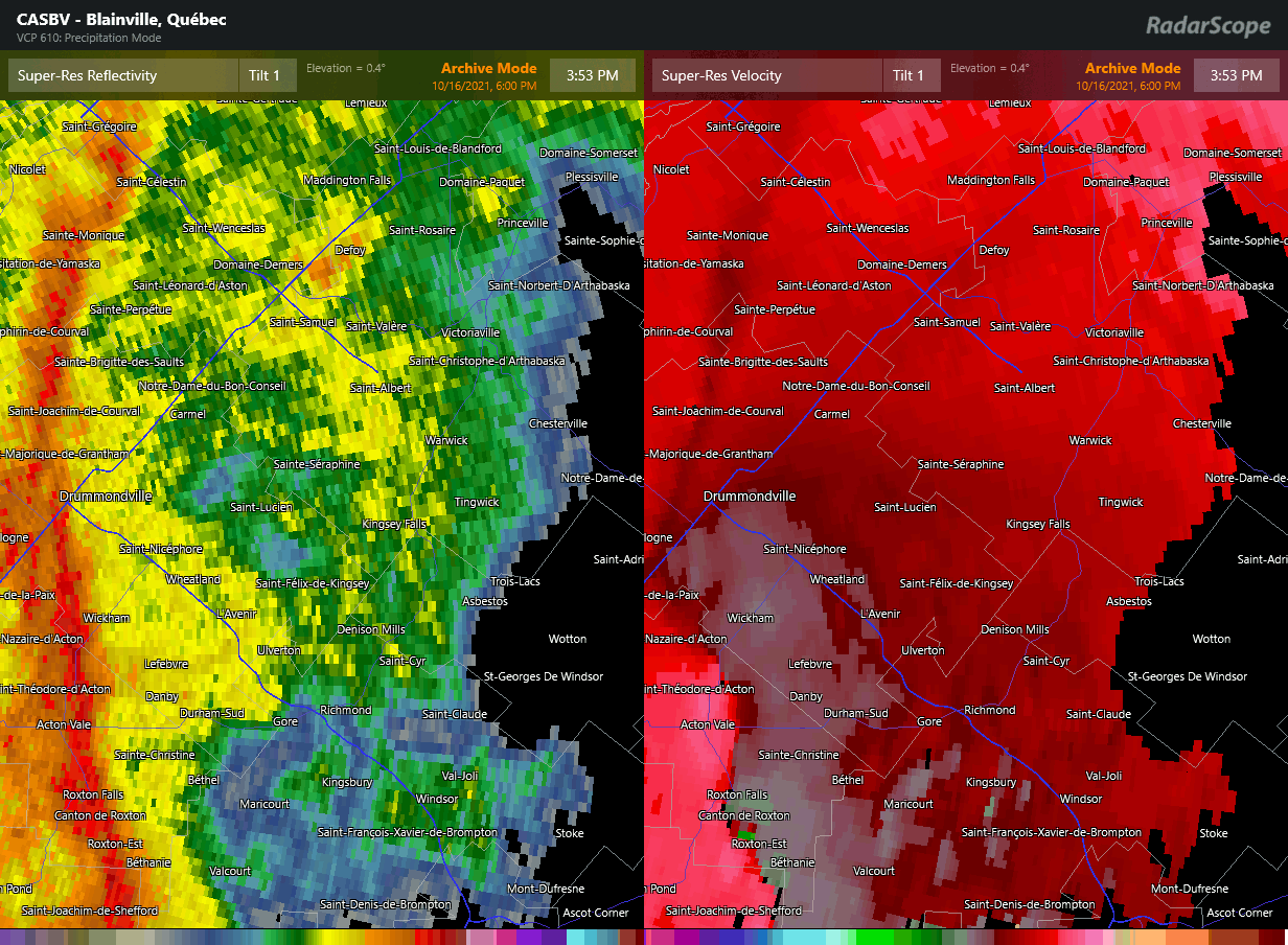 Melbourne, QC - October 16, 2021 - Radar Viewer