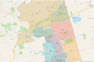 Map Of Cambridge Ontario Canada Wards And Polls | Cambridge, Ontario