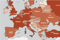 Mapa de resultados por região NUTS III.