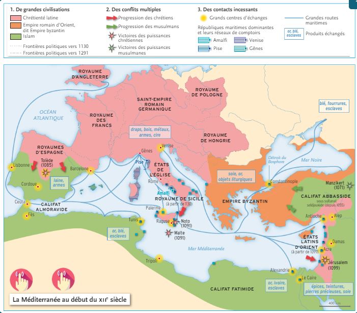 carte monde musulman moyen age Les divisions politiques du monde musulman au XIIème siècle 