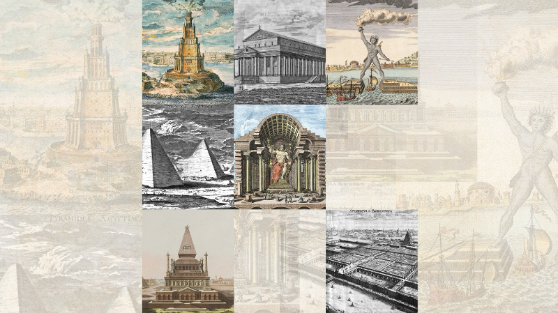 7 wonders of the ancient world collage