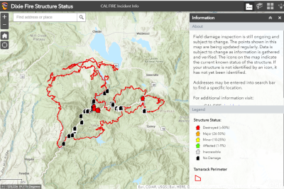 Dixie Fire Structure Status