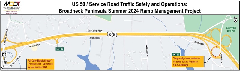 MDOT SHA US50/301 Broadneck Peninsula Service Roads