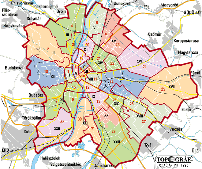 Budapest kerületek maps